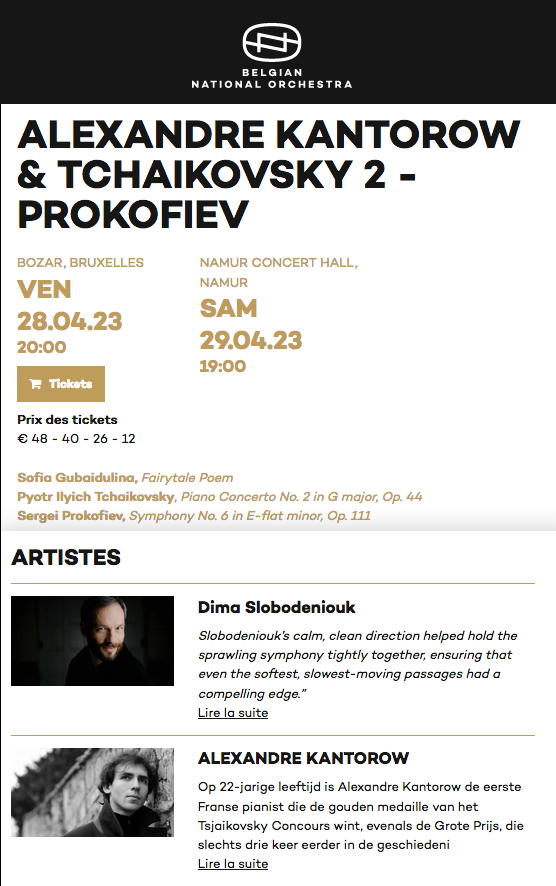  Page Internet. Bruxelles-Namur. Alexandre Kantorow & Tchaikovsky 2 - Prokofiev. 2023-04-28